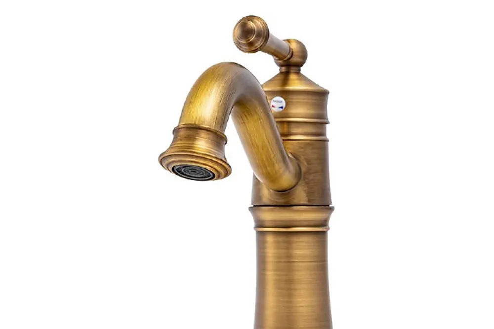 Robinet Lavabo Et Vasque|Silla Global SILLA Mitigeur lavabo retro en Laiton, économie d'eau, Vintage doré
