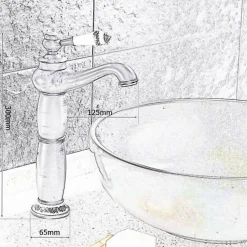 Silla Global SILLA Mitigeur lavabo retro bec haut en Laiton, économie d'eau, Vintage doré
