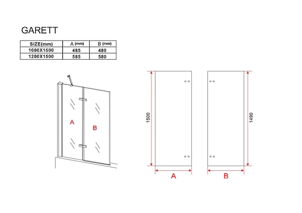 Silla Global Silla Pare-baignoire GARETT, fixe, 120x150 cm, Chromé