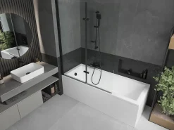 Silla Global Silla Pare-baignoire pivotant, 120x150 cm, Noir