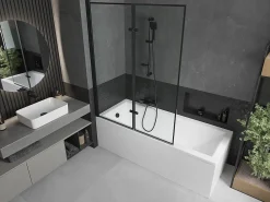 Silla Global Silla Pare-baignoire pivotant, 120x150 cm, Noir