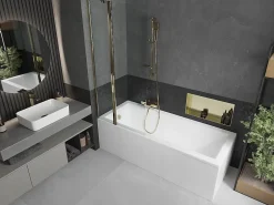 Silla Global Silla Pare-baignoire pivotant, 80x150 CM, Doré