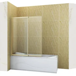 Pare-Baignoire|Silla Global Silla Pare-baignoire SPENCER, rabattable, 100x150 CM, Doré brossé