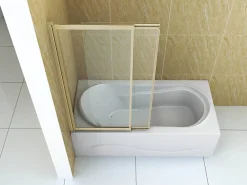 Pare-Baignoire|Silla Global Silla Pare-baignoire SPENCER, rabattable, 100x150 CM, Doré brossé