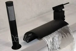 Silla Global Silla Robinet De Baignoire en Laiton sur plage 3 trous, Noir mat