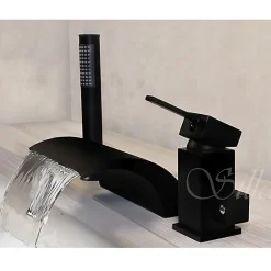 Silla Global Silla Robinet De Baignoire en Laiton sur plage 3 trous, Noir mat
