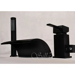 Silla Global Silla Robinet De Baignoire en Laiton sur plage 3 trous, Noir mat