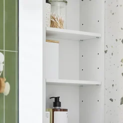 Armoire De Salle De Bains|Sobuy Armoire Murale avec Miroir, 1 Porte 3 Compartiments, Étagères Réglables, Blanche