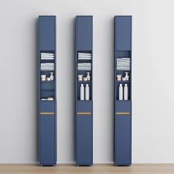Colonne De Salle De Bains|Sobuy Armoire Salle de Bain en MDF Bleue avec Tiroir et Étagères Réglables