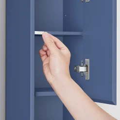 Colonne De Salle De Bains|Sobuy Armoire Salle de Bain en MDF Bleue avec Tiroir et Étagères Réglables