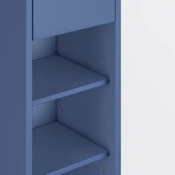 Colonne De Salle De Bains|Sobuy Armoire Salle de Bain en MDF Bleue avec Tiroir et Étagères Réglables