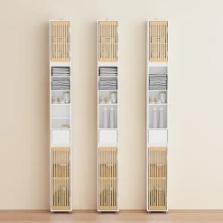 Sobuy Colonne d'Armoire pour Salle de Bain avec 6 Étagères Réglables, Blanche, 20x20x180 cm, BZR34-BW
