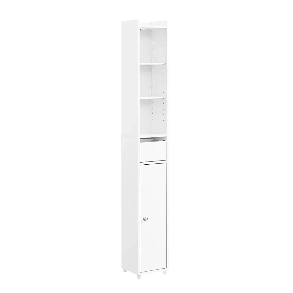 Sobuy Colonne de Salle de Bain avec Porte et Tiroir Résistant à l'Humidité Blanc