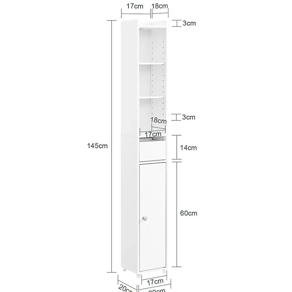 Sobuy Colonne de Salle de Bain avec Porte et Tiroir Résistant à l'Humidité Blanc