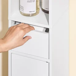 Sobuy Colonne de Salle de Bain avec Porte et Tiroir Résistant à l'Humidité Blanc