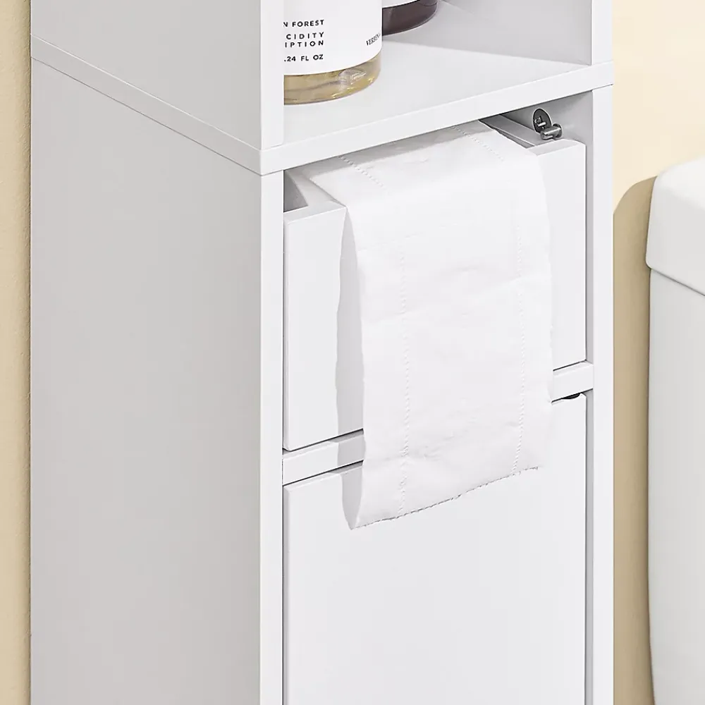 Sobuy Colonne de Salle de Bain avec Porte et Tiroir Résistant à l'Humidité Blanc
