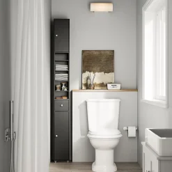 Sobuy Colonne de salle de bain étanche avec étagères et tiroirs réglables, MDF noir
