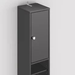 Sobuy Colonne de salle de bain étanche avec étagères et tiroirs réglables, MDF noir