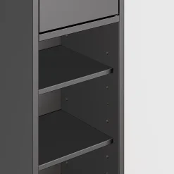 Sobuy Colonne de salle de bain étanche avec étagères et tiroirs réglables, MDF noir