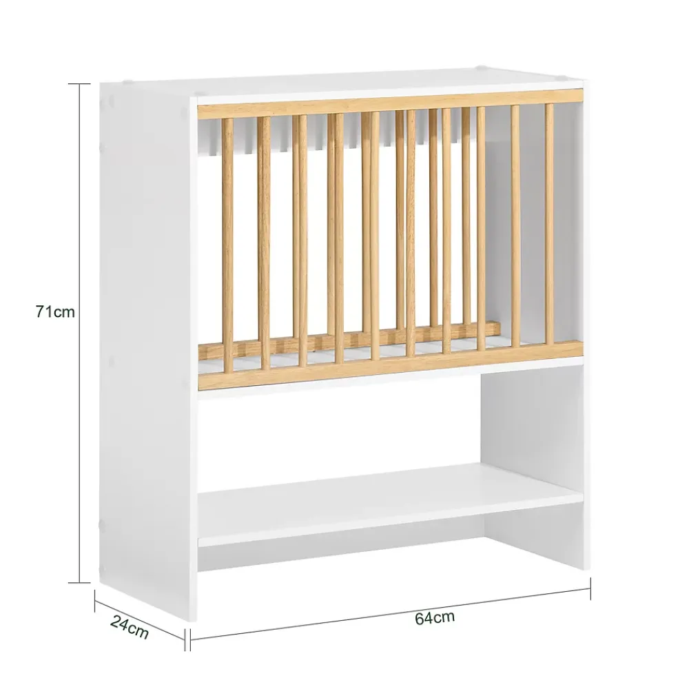 Sobuy KCR09-W Porte-Assiettes Murale, Meuble de Rangement d'Assiettes et Epices, Etagère Murale Blanche