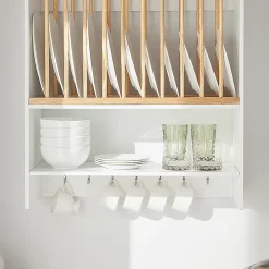 Sobuy KCR09-W Porte-Assiettes Murale, Meuble de Rangement d'Assiettes et Epices, Etagère Murale Blanche
