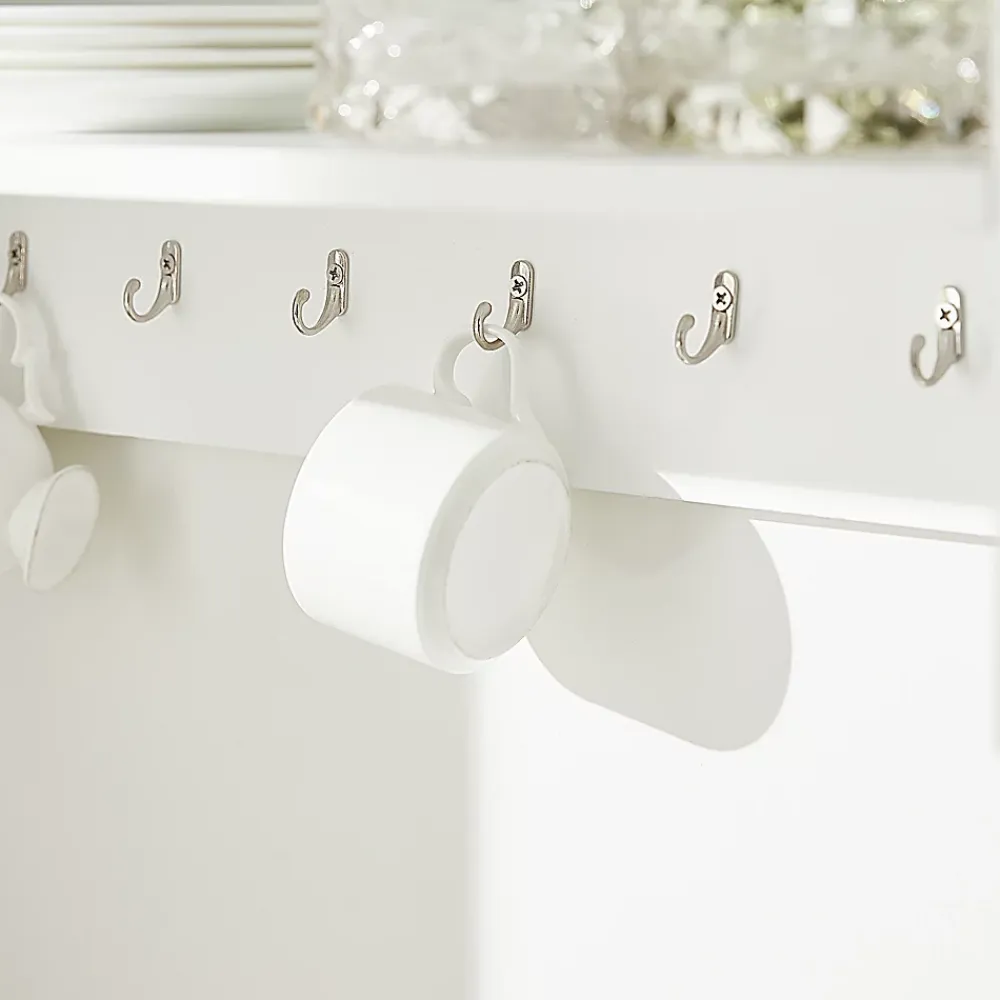 Sobuy KCR09-W Porte-Assiettes Murale, Meuble de Rangement d'Assiettes et Epices, Etagère Murale Blanche