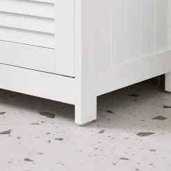 Meuble Sous Lavabo|Sobuy Meuble Lavabo Salle de Bain 2 Portes 2 Étages Blanc en Bois Naturel