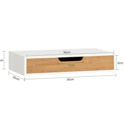 Sobuy Étagère Murale avec Tiroir - Étagère Flottante Moderne Blanche & Nature
