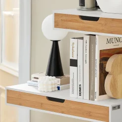 Sobuy Étagère Murale avec Tiroir - Étagère Flottante Moderne Blanche & Nature