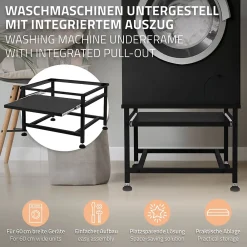 Ml-Design Socle de machine à laver avec étagère extensible base sèche-linge en acier noir