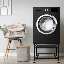 Ml-Design Socle de machine à laver avec étagère extensible base sèche-linge en acier noir