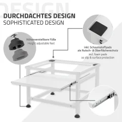 Etendoir À Linge|Ml-Design Socle de machine à laver avec étagère extensible base sèche-linge en acier blanc