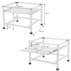 Etendoir À Linge|Ml-Design Socle de machine à laver avec étagère extensible base sèche-linge en acier blanc