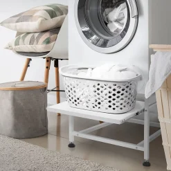 Etendoir À Linge|Ml-Design Socle de machine à laver avec étagère extensible base sèche-linge en acier blanc