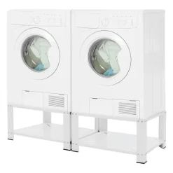Ml-Design Socle machine à laver double avec étagère base sèche-linge blanc 150 kg/support