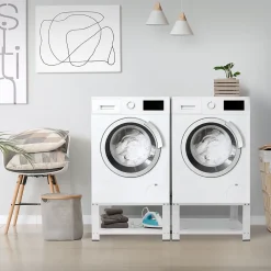 Ml-Design Socle machine à laver double avec étagère base sèche-linge blanc 150 kg/support