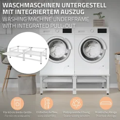 Ml-Design Socle machine à laver double avec étagère base sèche-linge blanc 150 kg/support