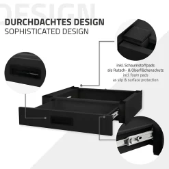 Ml-Design Socle pour machine à laver en acier noir accessoire avec tiroir 60,5x54x15 cm