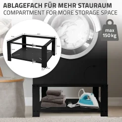Ml-Design Socle pour machine à laver en acier noir accessoire avec étagère 63x54x32 cm