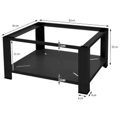 Ml-Design Socle pour machine à laver en acier noir accessoire avec étagère 63x54x32 cm