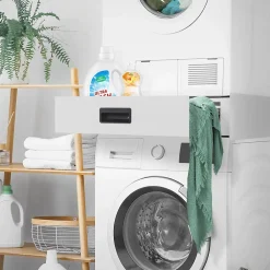 Etendoir À Linge|Ml-Design Socle pour machine à laver en acier blanc accessoire avec tiroir 60,5x54x15 cm