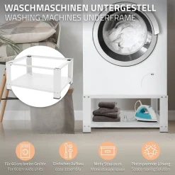 Etendoir À Linge|Ml-Design Socle pour machine à laver en acier blanc accessoire avec étagère 63x54x32 cm