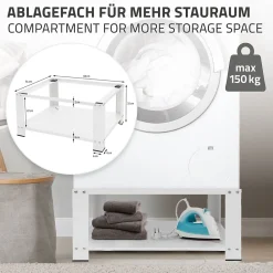Etendoir À Linge|Ml-Design Socle pour machine à laver en acier blanc accessoire avec étagère 63x54x32 cm
