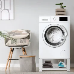 Etendoir À Linge|Ml-Design Socle pour machine à laver en acier blanc accessoire avec étagère 63x54x32 cm