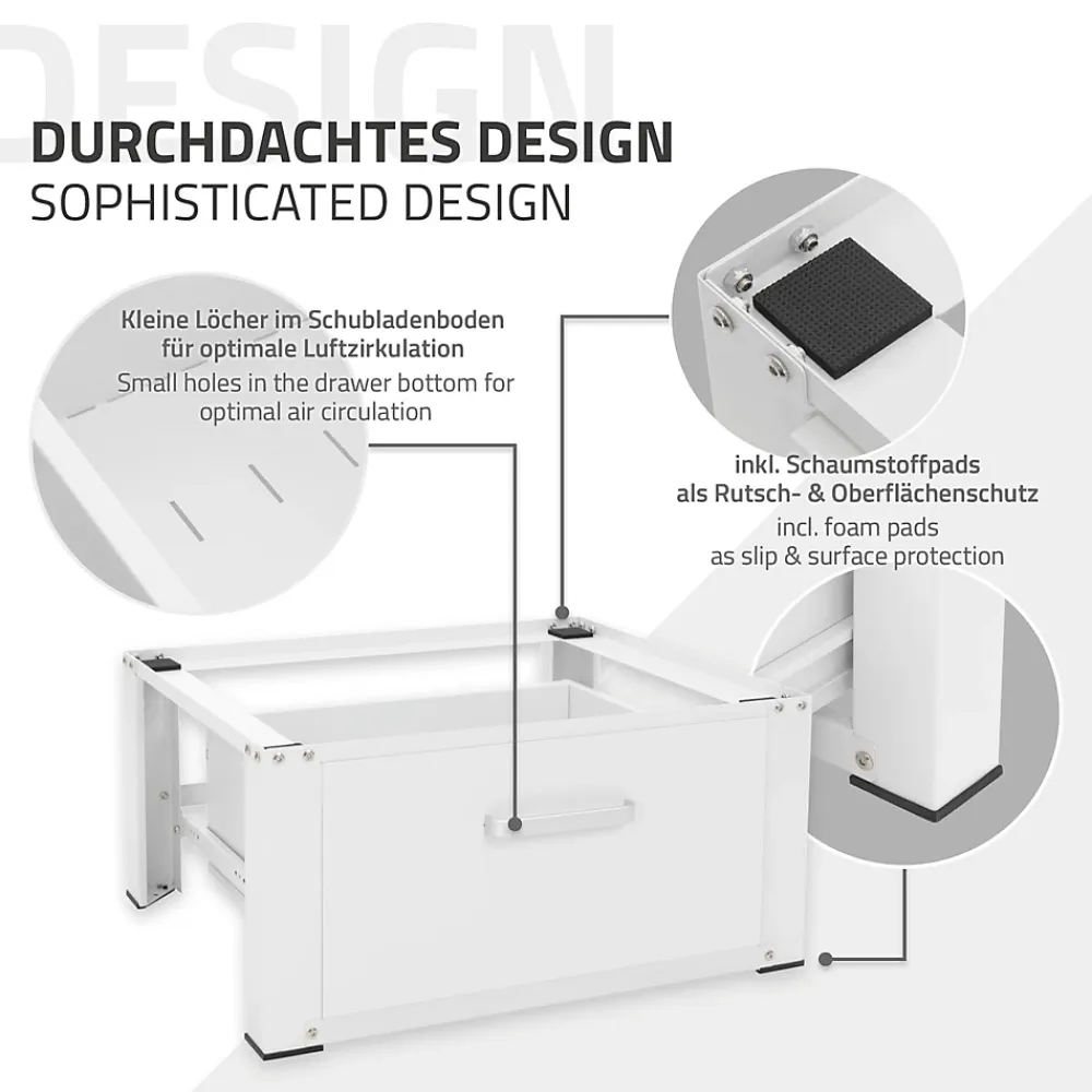 Etendoir À Linge|Ml-Design Socle pour machine à laver en acier blanc accessoire avec tiroir 63x54x31,5 cm