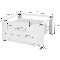 Etendoir À Linge|Ml-Design Socle pour machine à laver en acier blanc accessoire avec tiroir 63x54x31,5 cm