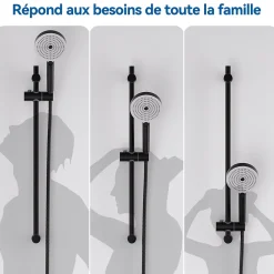 Pommeau De Douche, Flexible Et Barre De Douche|Sofetiy Max Barre de douche en acier inoxydable - Kit complet avec coulisseau rond et fixations chromées