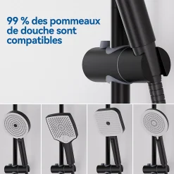 Pommeau De Douche, Flexible Et Barre De Douche|Sofetiy Max Barre de douche en acier inoxydable - Kit complet avec coulisseau rond et fixations chromées