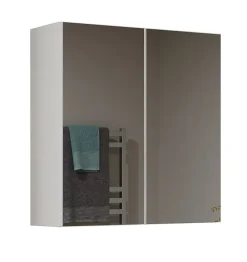Armoire De Toilette|Meuble De Salle De Bains Faible Profondeur|Topeshop SOFYA - Armoire de toilette murale 2 portes - Meuble Salle de bain avec miroir - 60x22x60 cm - Rangement