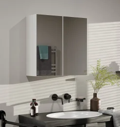 Armoire De Toilette|Meuble De Salle De Bains Faible Profondeur|Topeshop SOFYA - Armoire de toilette murale 2 portes - Meuble Salle de bain avec miroir - 60x22x60 cm - Rangement